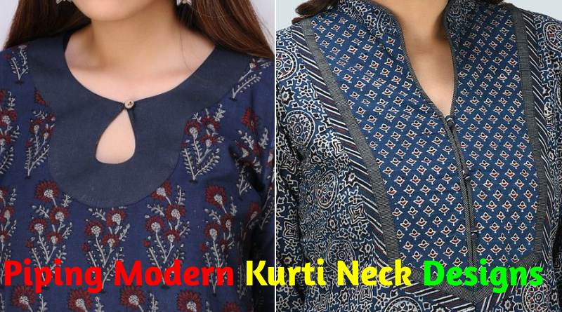 Piping Mdern Kurti Neck Designs