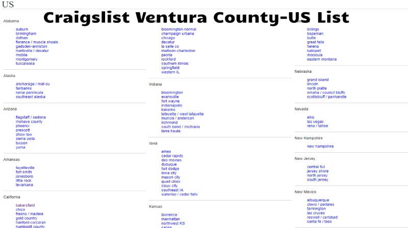 Craigslist Ventura County-US List