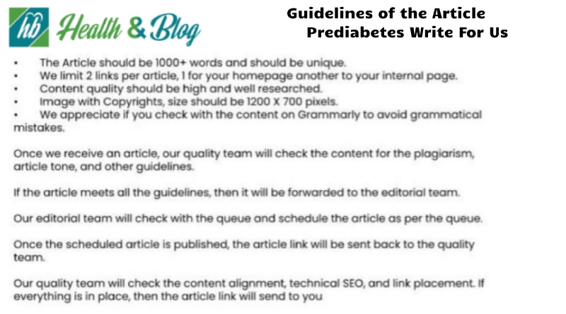 Guidelines of the Article – Prediabetes Write for Us