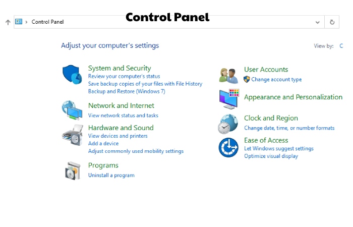 Repairing Of Windows File In the Control Panel