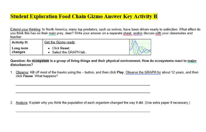 Student Exploration Food Chain Gizmo Answer Key Activity B